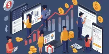 2025 US Market Sentiment: Consumer Confidence & Online Spending Consumers confidently engaging in online shopping on devices, reflecting positive 2025 US market sentiment.