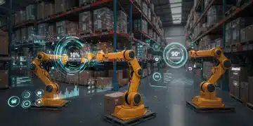 AI-powered e-commerce warehouse optimizing operations for cost reduction