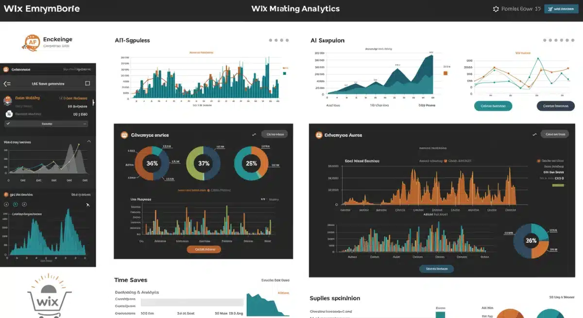 AI-powered marketing dashboard showing analytics and automation for Wix eCommerce