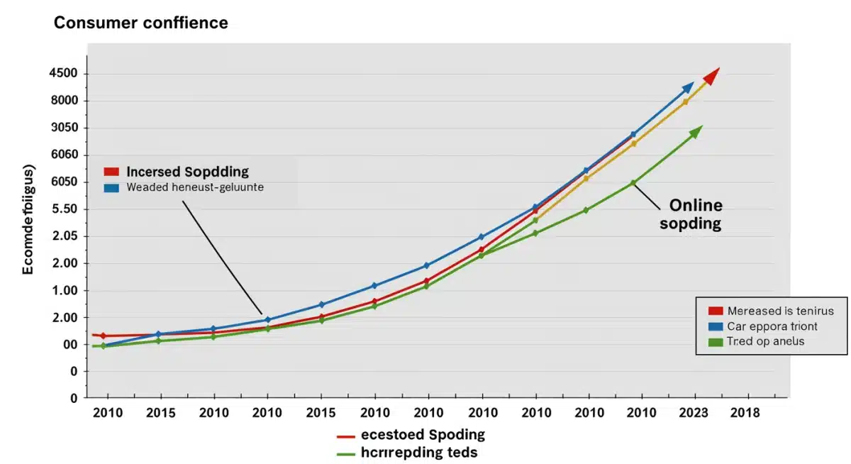 Chart illustrating the correlation between rising consumer confidence and increased online spending trends.
