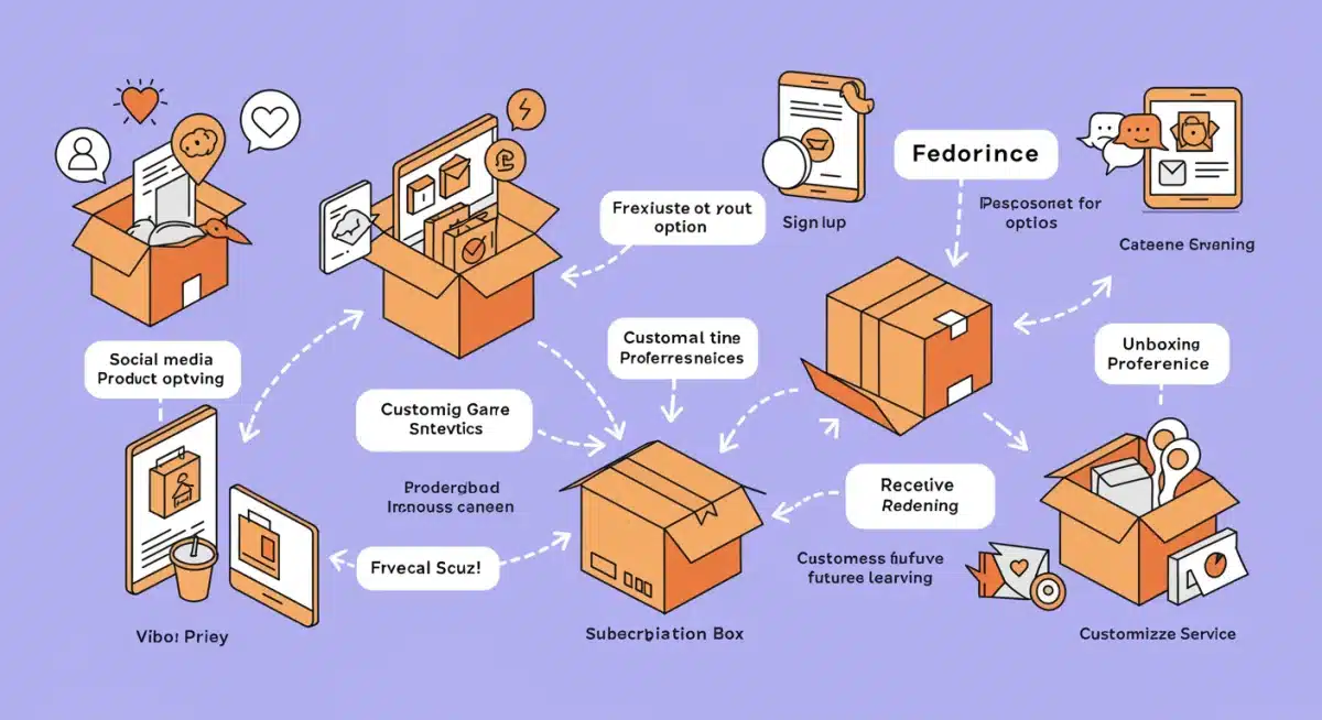 Customer journey map for subscription box personalization and engagement.