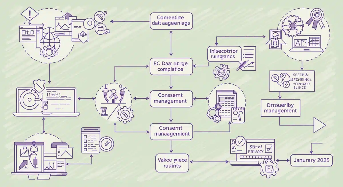 Flowchart showing e-commerce data privacy compliance steps for 2025