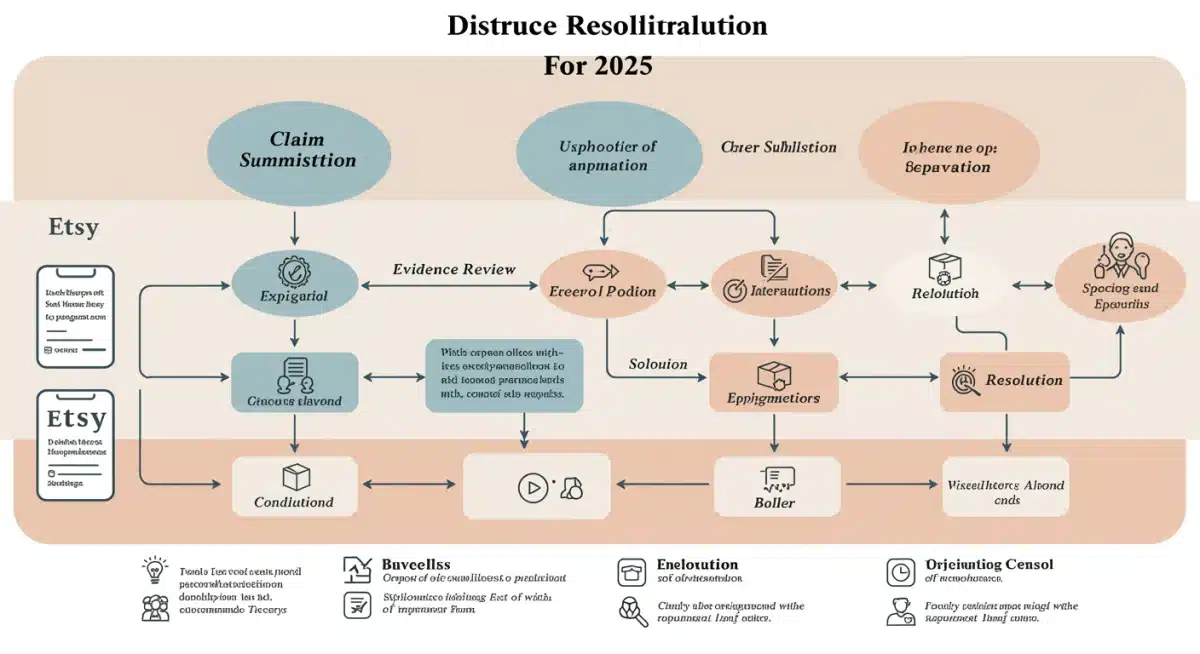 Infographic detailing Etsy's 2025 dispute resolution process for sellers.