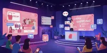Live Shopping 2025: U.S. Retailers Boost Q1 Sales by 15% Live shopping host showcasing products on screen with interactive elements and engaged audience.