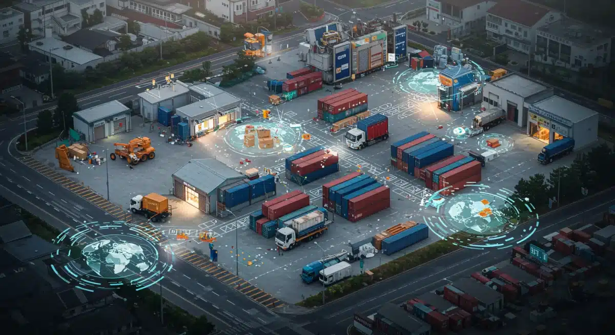 Intricate cross-border logistics network optimizing global e-commerce supply chains.