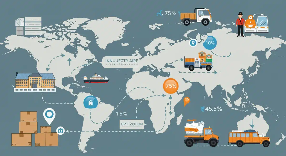 Infographic showing optimized e-commerce supply chain flow and reduced shipping delays