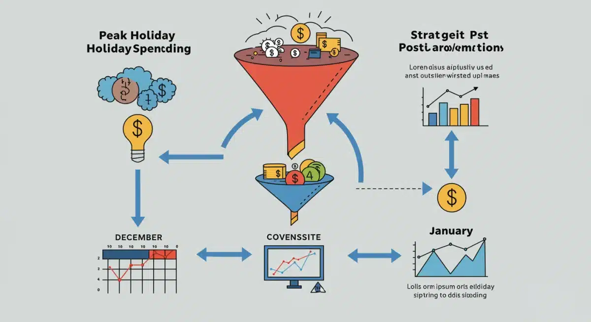 Sales funnel illustrating holiday to January conversion