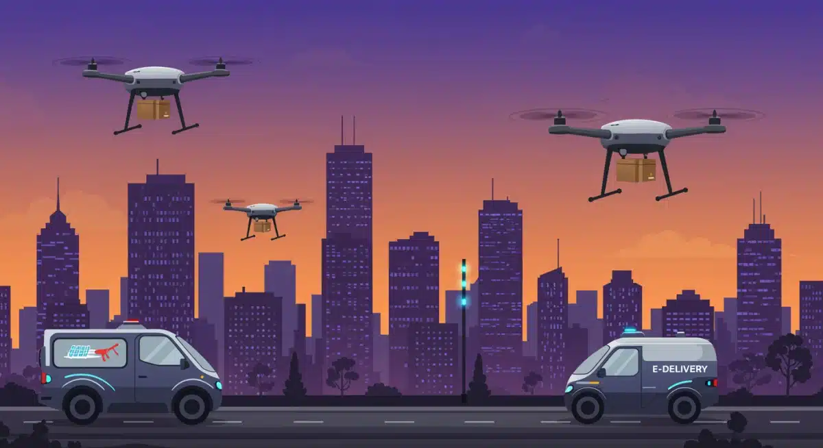 Smart city with drones and autonomous vehicles for last-mile delivery