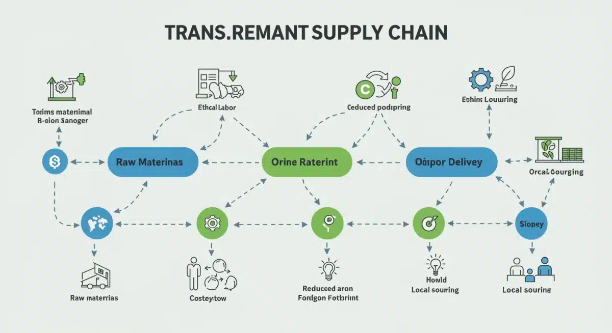 Transparent supply chain showing ethical labor and reduced carbon footprint