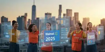 Futuristic digital interface showing Walmart Marketplace seller tools with sales charts and data, symbolizing growth for 2025.